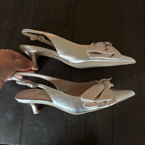 Jack Rogers Women's‎ Debra Slingback Kitten Heel Pumps in Platinum Napa Size 7M - Picture 3 of 12